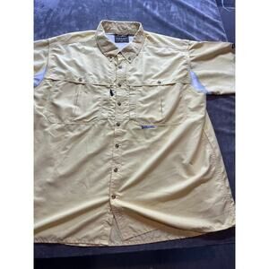 Drake Waterfowl Shirt Men Yellow Short Sleeve Vented‎ Fishing Hiking shirt 2X